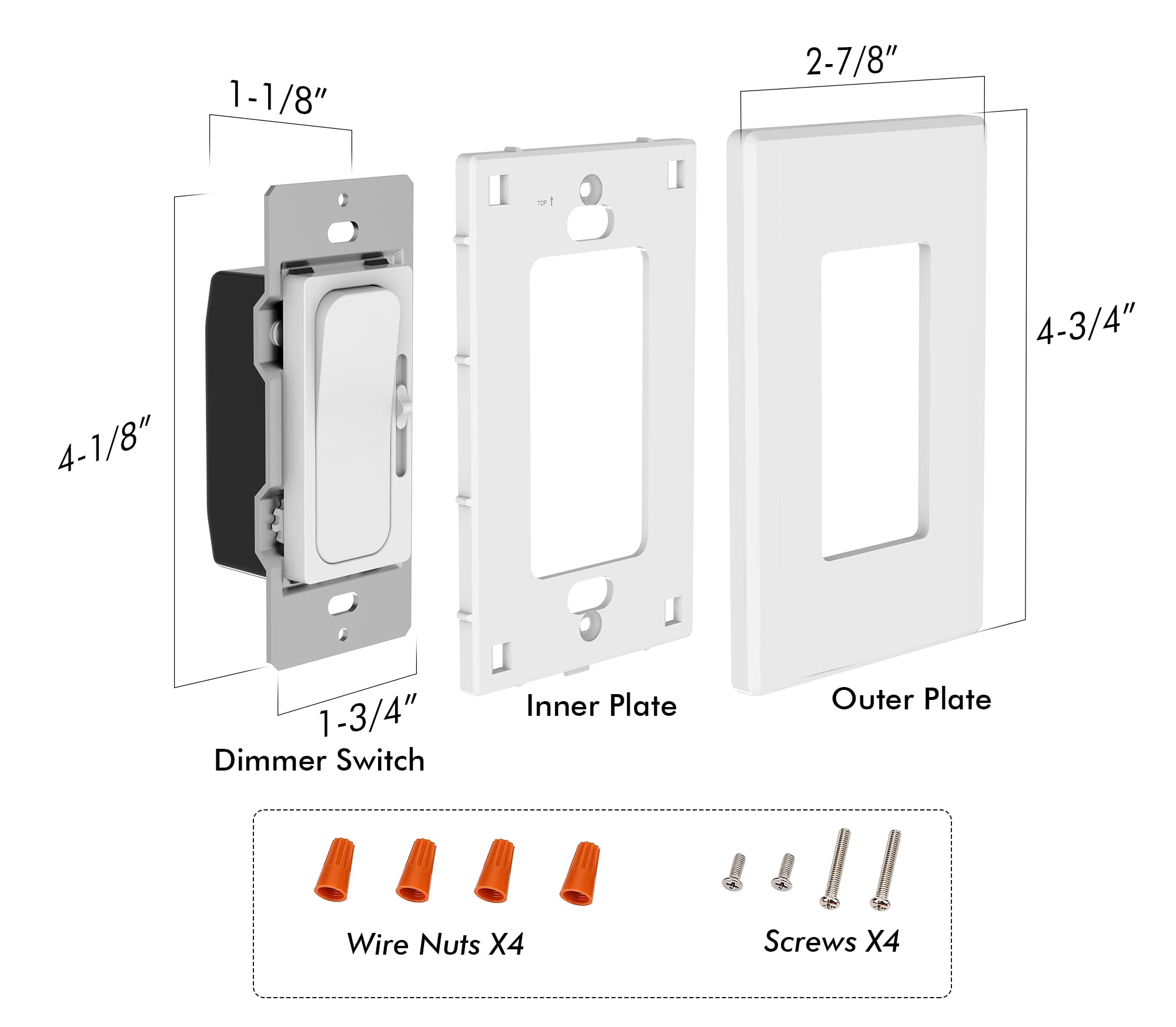 CLOUDY BAY LED Digital Dimmer Switch for LED Light/CFL/Incandescent,3 Way Single Pole Slide Dimmer Light Switch,Phrase Cut Dimming 600 Watt max,Cover Plate Included,White - Image 4